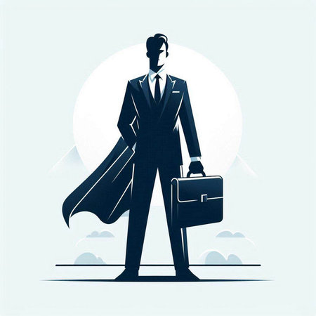 Businessman with a briefcase in his hand. Vector illustration.のイラスト素材