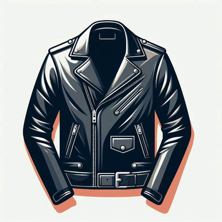 Vector illustration of a black leather jacket isolated on a white background.のイラスト素材
