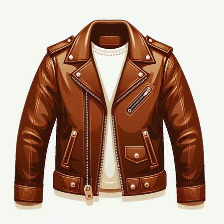 Brown leather jacket isolated on a white background. Vector illustration. Eps 10.のイラスト素材