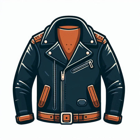 Vintage leather jacket isolated on a white background. Vector illustration.のイラスト素材