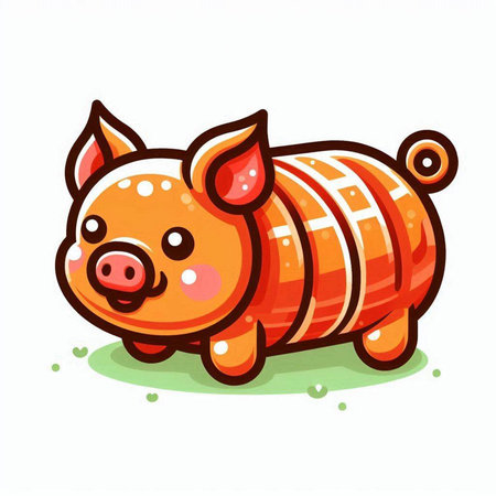 Cute cartoon pig isolated on a white background. Vector illustration.のイラスト素材