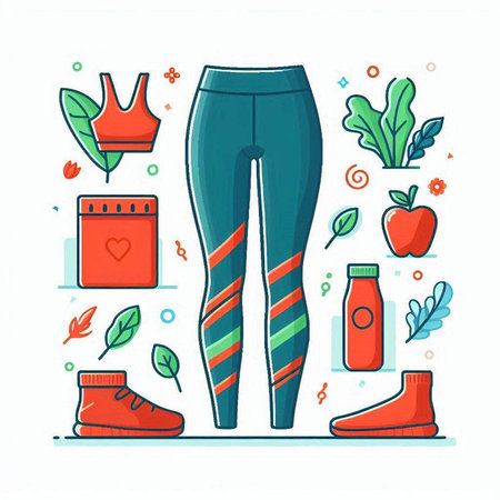 Fitness and healthy lifestyle concept. Vector illustration in flat style.のイラスト素材