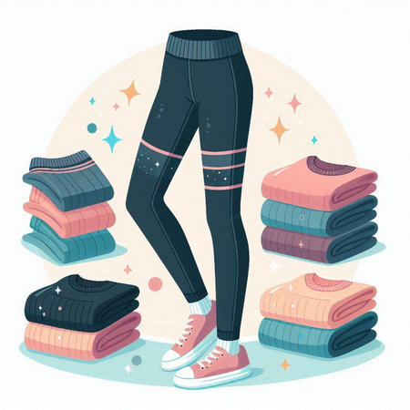 Fashionable woman in sportswear. Vector illustration in flat styleのイラスト素材