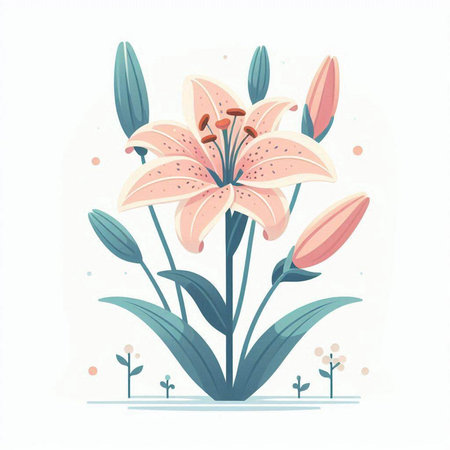 Lily flower. Hand drawn vector illustration isolated on white background.のイラスト素材