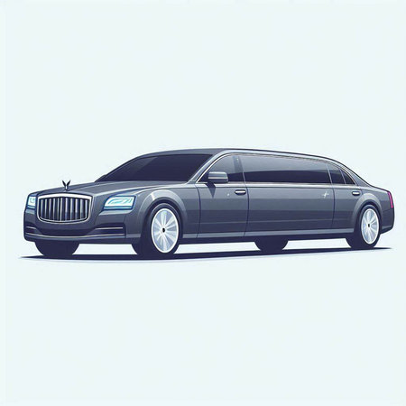 Vector illustration of a black luxury limousine. Side view.のイラスト素材