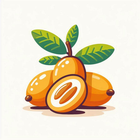 Kumquat fruit. Vector illustration. Isolated on white background.のイラスト素材