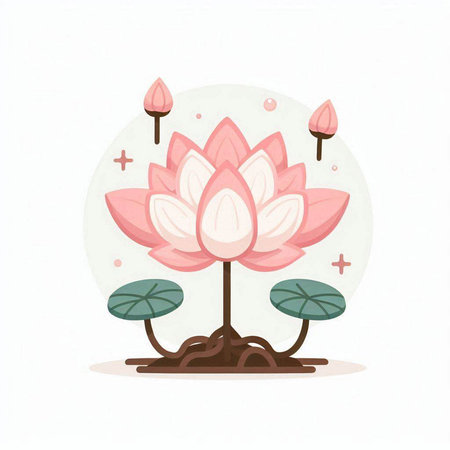 Lotus flower vector illustration. Lotus flower icon. Lotus flower icon.のイラスト素材