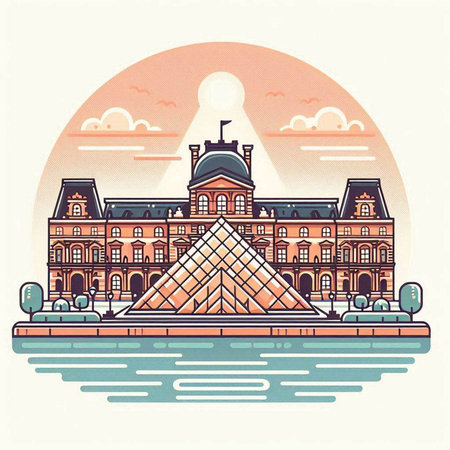 Vector illustration of the building of the town hall in the style of a flat designのイラスト素材