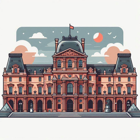 Town hall building. Vector illustration in flat style. Cartoon style.のイラスト素材