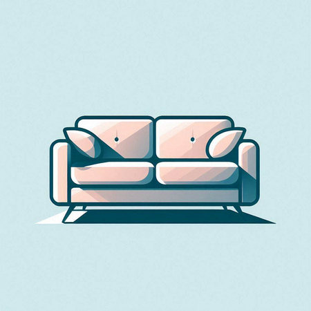 Sofa icon in trendy flat style. Vector illustration of a sofa with pillows.のイラスト素材