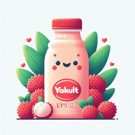 Yogurt in a bottle on a white background. Vector illustration.のイラスト素材