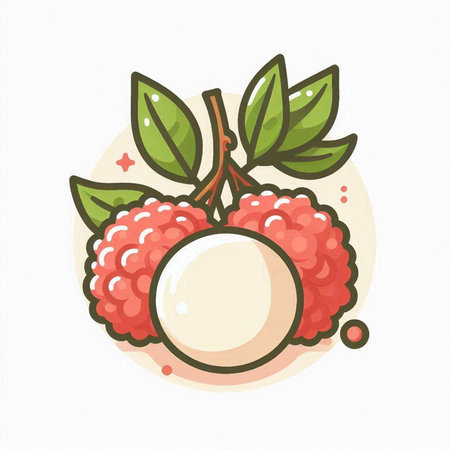 Lychee fruit icon on white background. Vector illustration, flat style.のイラスト素材