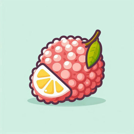 Lychee fruit icon. Vector illustration of fresh lychee.のイラスト素材