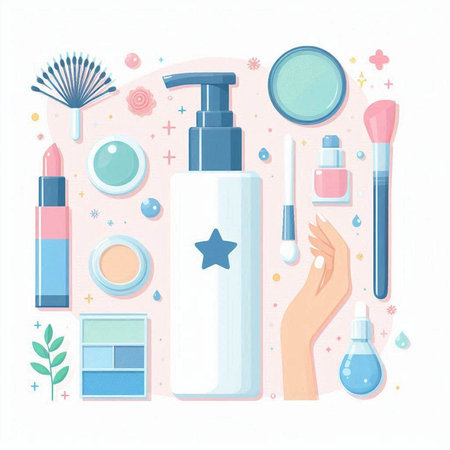 Cosmetics and make-up. Vector illustration in flat style.のイラスト素材