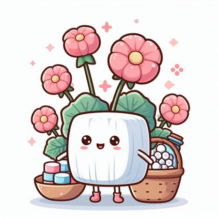 Cute Cute Flower Pot Cartoon Mascot Character Illustrationのイラスト素材