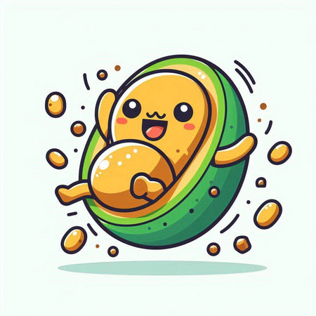 Cute cartoon avocado character vector illustration. Cute avocado character.のイラスト素材
