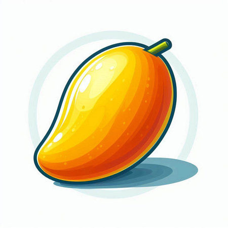 Mango fruit isolated on white background. Vector illustration in cartoon style.のイラスト素材