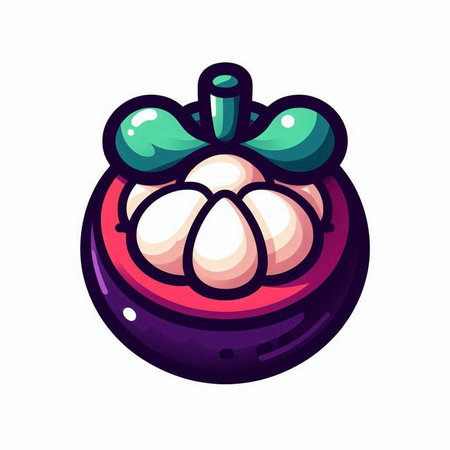 Mangosteen fruit vector illustration. Cartoon mangosteen.のイラスト素材