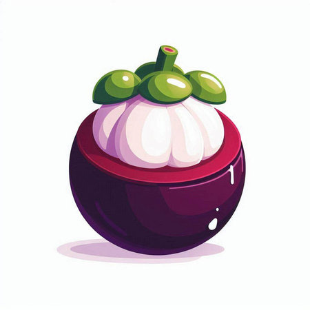 Mangosteen fruit, vector illustration isolated on white background.のイラスト素材