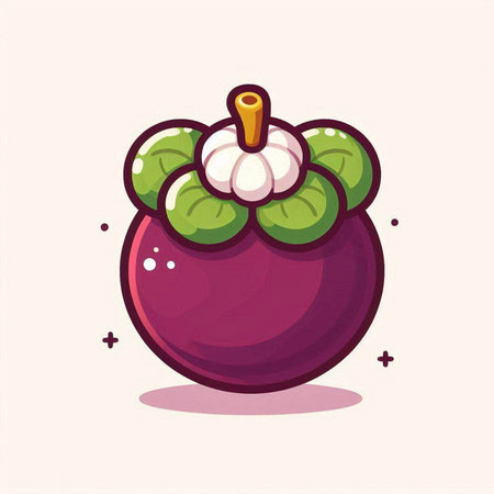 Cute mangosteen fruit vector illustration. Cartoon style design.のイラスト素材