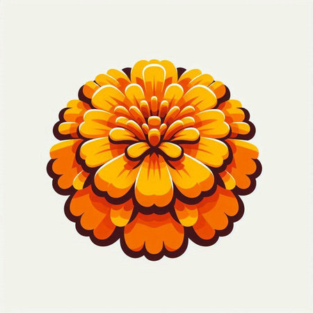 Orange zinnia flower isolated on white background. Vector illustration.のイラスト素材