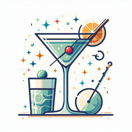 Cocktail vector illustration. Colorful cocktail icon on white background.のイラスト素材