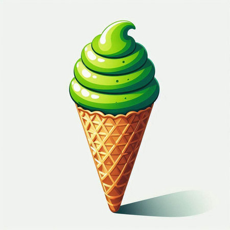 Ice cream in a waffle cone. Vector illustration on white background.のイラスト素材