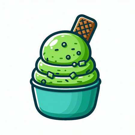 Ice cream vector illustration. Hand drawn ice cream icon in cartoon style.のイラスト素材