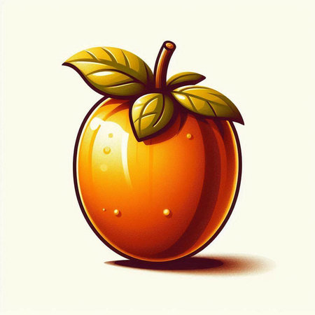 Illustration of a ripe persimmon on a white background.のイラスト素材
