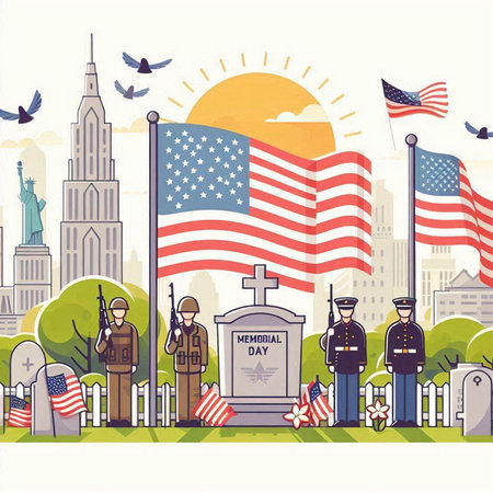 Vector illustration of Memorial Day in the United States of America. Memorial Day in America.のイラスト素材