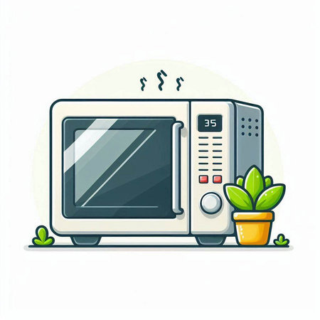 Microwave oven icon. Kitchen appliance. Vector illustration in cartoon styleのイラスト素材