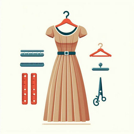 Dressmaking, tailoring. Vector illustration in flat style.のイラスト素材