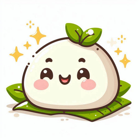 Illustration of a Cute Mochi Mochi on White Backgroundのイラスト素材