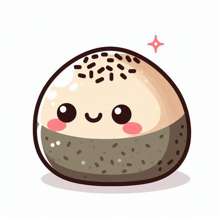 Cute kawaii rice ball on white background. Vector illustration.のイラスト素材