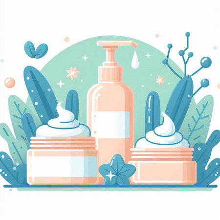 Cosmetic products, cream, gel, lotion. Vector illustrationのイラスト素材