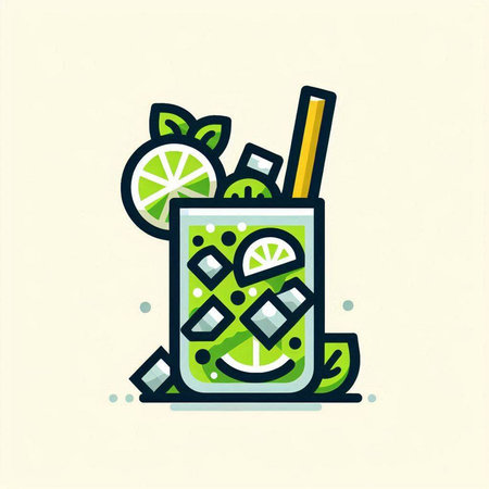 Mojito cocktail icon. Vector illustration in thin line style.のイラスト素材