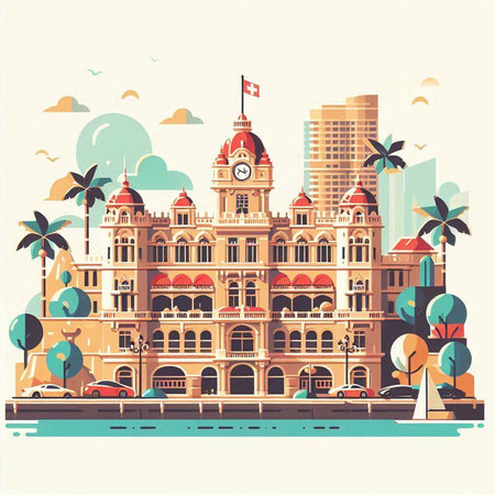 Havana, Cuba - famous landmark. Vector illustration in flat styleのイラスト素材