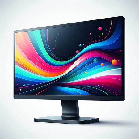 Computer monitor with colorful abstract background. Vector illustration. Eps 10.のイラスト素材