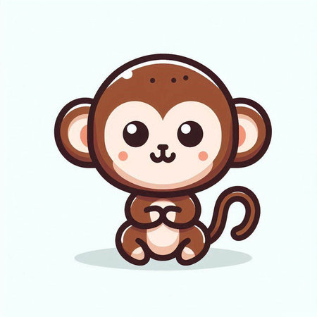 Cute monkey cartoon on white background. Animal character. Vector illustration.のイラスト素材