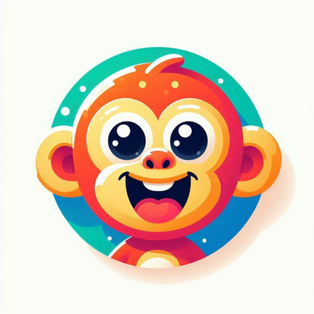Cute monkey face on white background. Cartoon character. Vector illustration.のイラスト素材