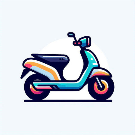 Colorful scooter icon, vector illustration in flat design style.のイラスト素材