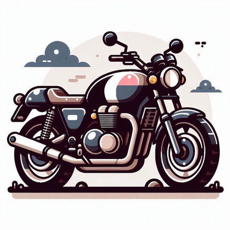Vector illustration of a chopper motorcycle in retro style on white backgroundのイラスト素材