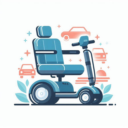 Wheelchair for disabled person. Vector illustration in flat design style.のイラスト素材