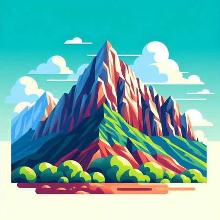 Mountains in the clouds. Vector illustration of a mountain landscape.のイラスト素材