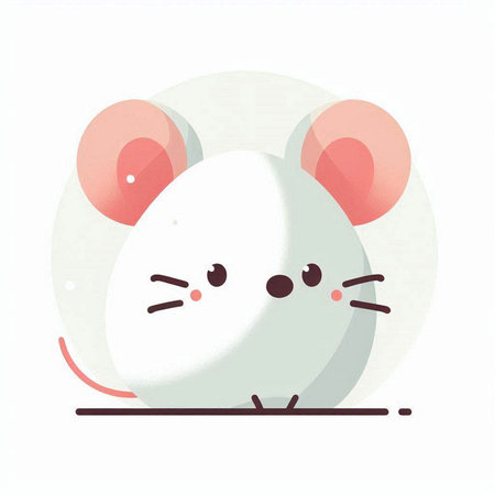 Cute cartoon mouse on white background. Vector illustration in flat style.のイラスト素材
