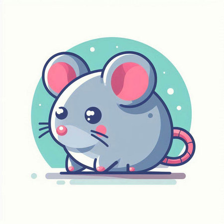 Cute mouse. Vector illustration of a cartoon mouse on a white background.のイラスト素材