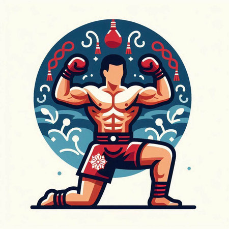 Bodybuilder with dumbbells. Vector illustration in retro style.のイラスト素材