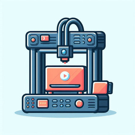 3d printer machine icon. Vector illustration in flat cartoon style.のイラスト素材