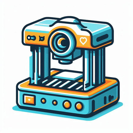 Illustration of a 3d printer on a white background. 3d renderingのイラスト素材