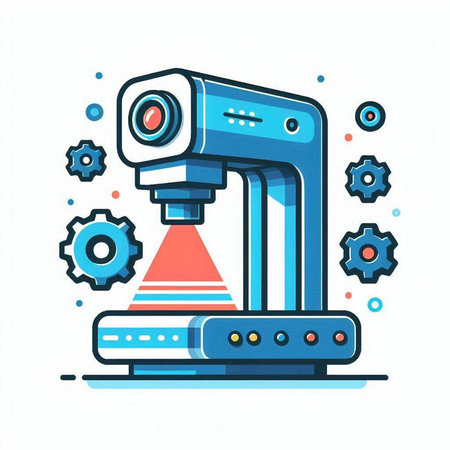 Robot machine in flat line style. Vector illustration for your design.のイラスト素材